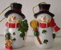 SNOWMEN WITH TOP HAT 2 PC